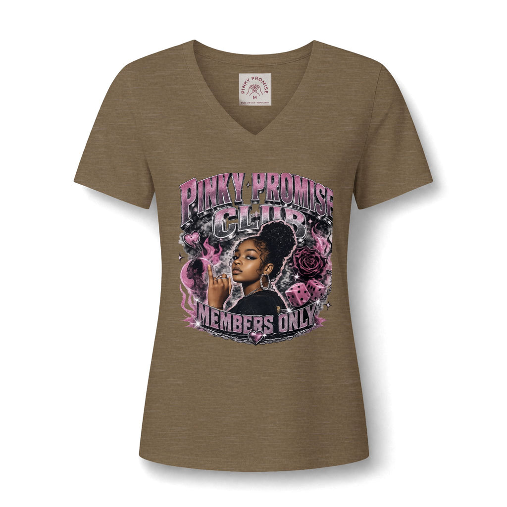 Pinky Promise Club Women's V-Neck Tee — Members Only Graphic
