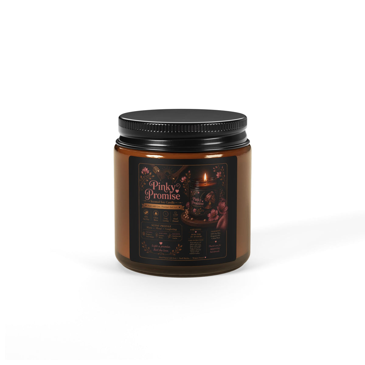 Pinky Promise Scented Soy Candle (Multi-Size, Amber Jar)
