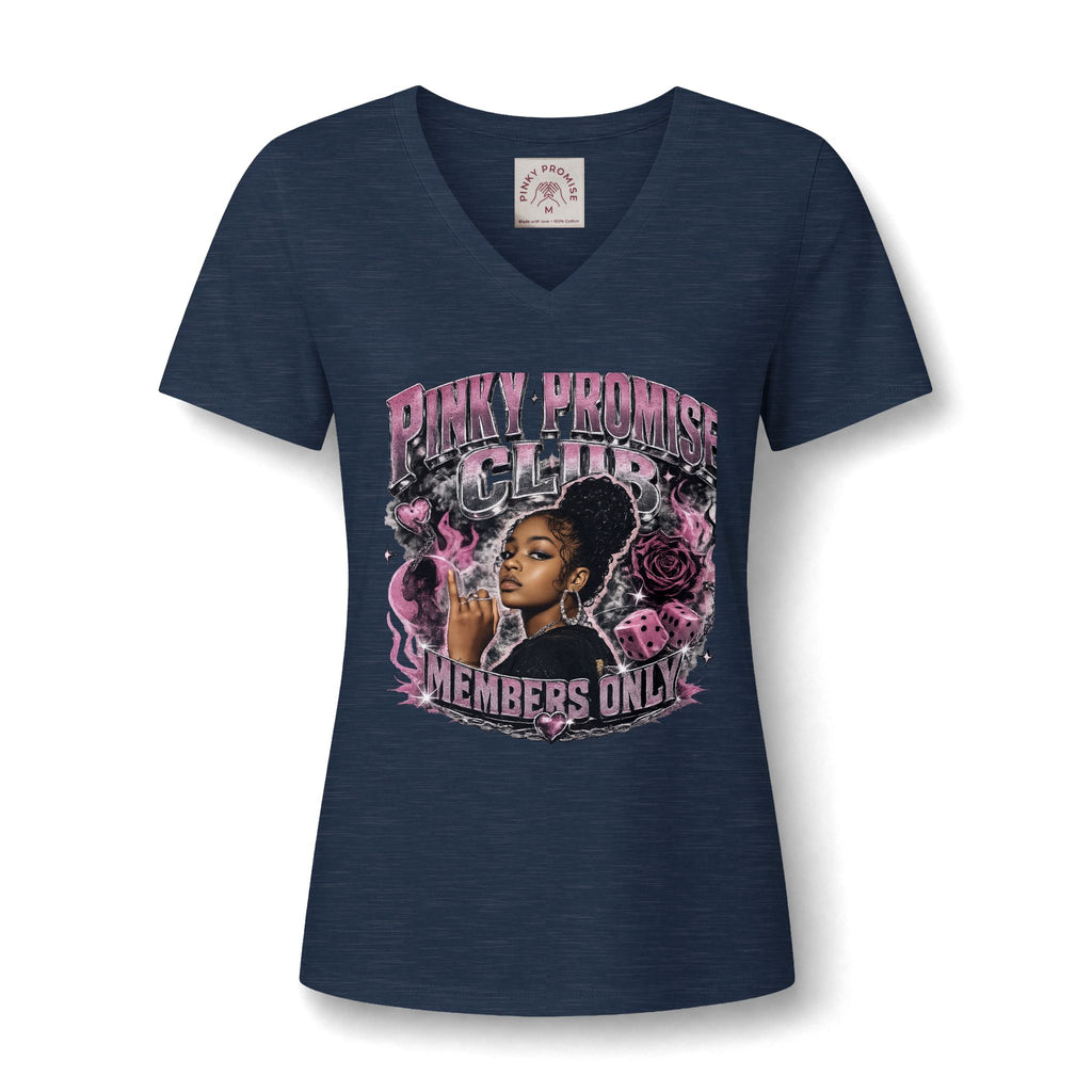 Pinky Promise Club Women's V-Neck Tee — Members Only Graphic