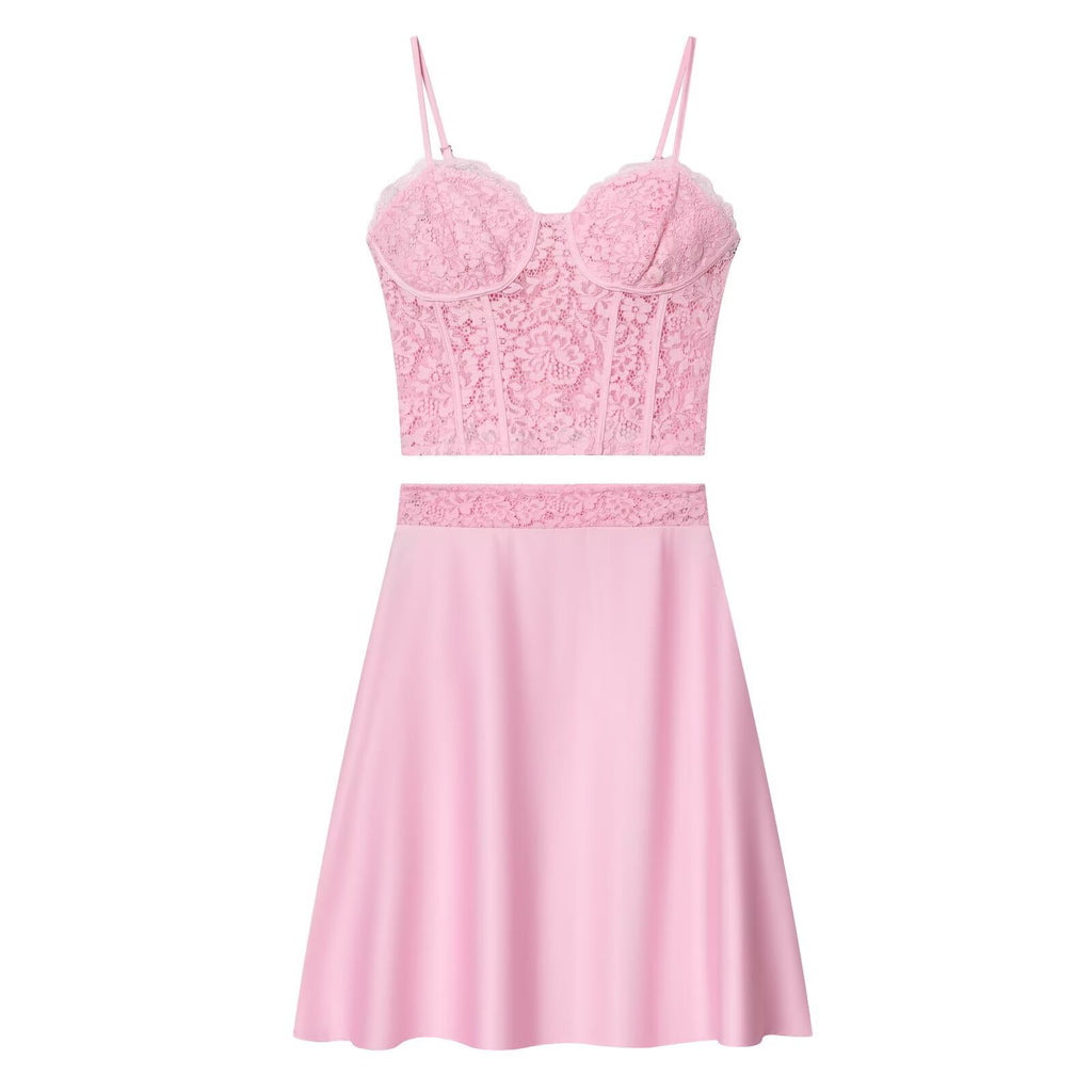 Spicy girl style sexy lace camisole vest half skirt