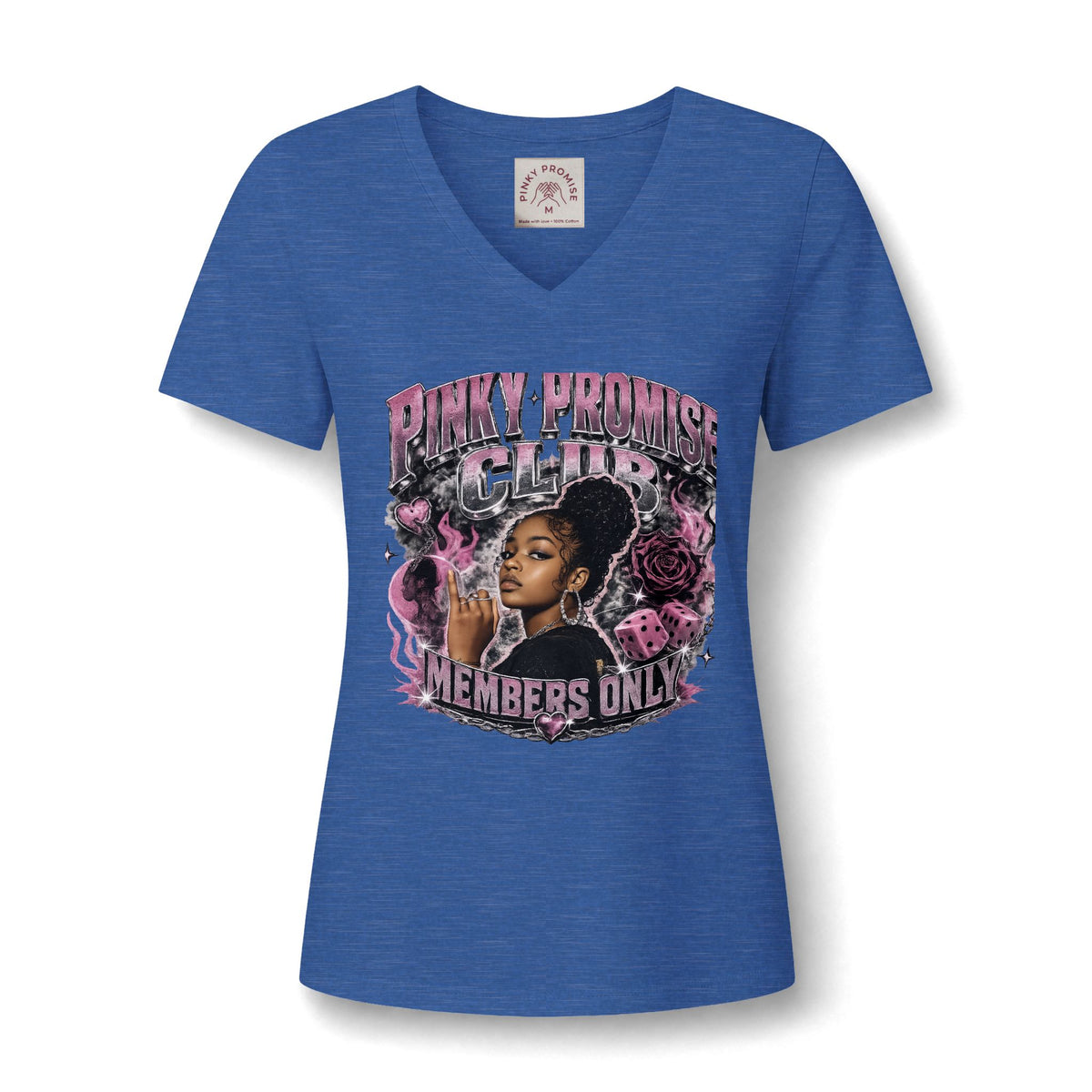 Pinky Promise Club Women's V-Neck Tee — Members Only Graphic