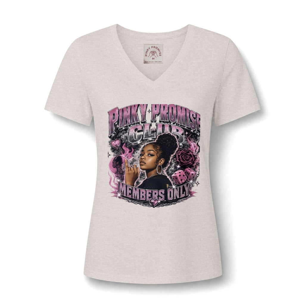 Pinky Promise Club Women's V-Neck Tee — Members Only Graphic