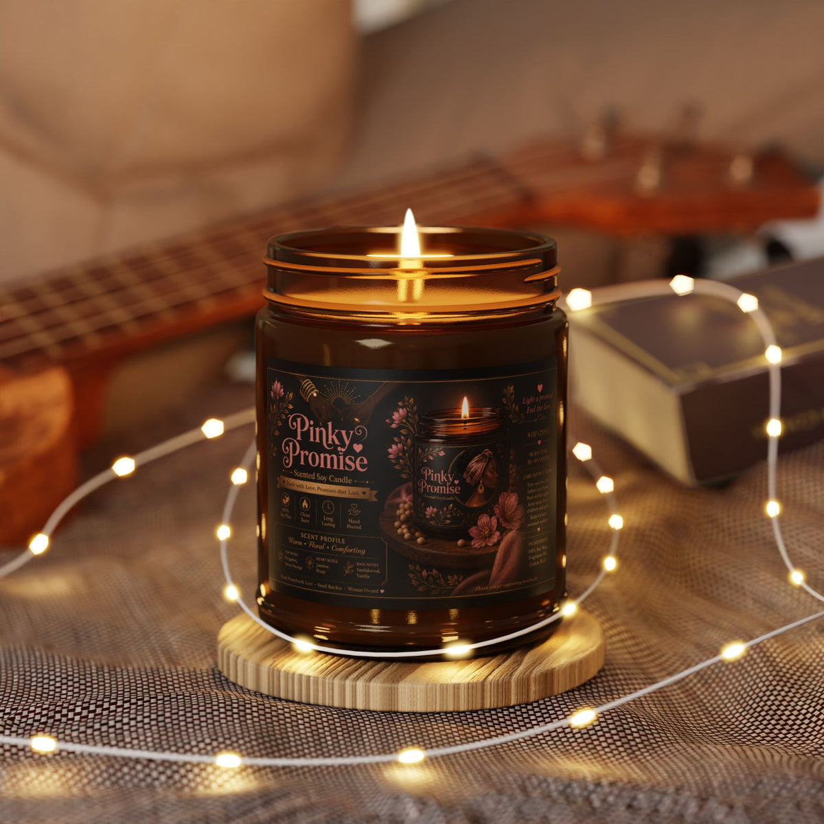Pinky Promise Scented Soy Candle (Multi-Size, Amber Jar)