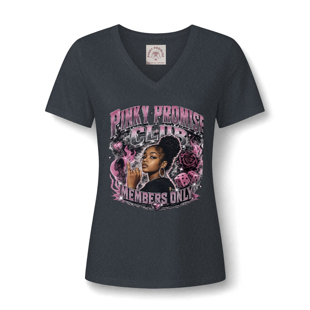 Pinky Promise Club Women's V-Neck Tee — Members Only Graphic