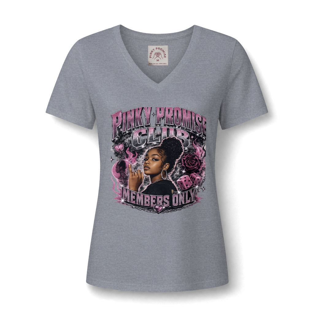 Pinky Promise Club Women's V-Neck Tee — Members Only Graphic