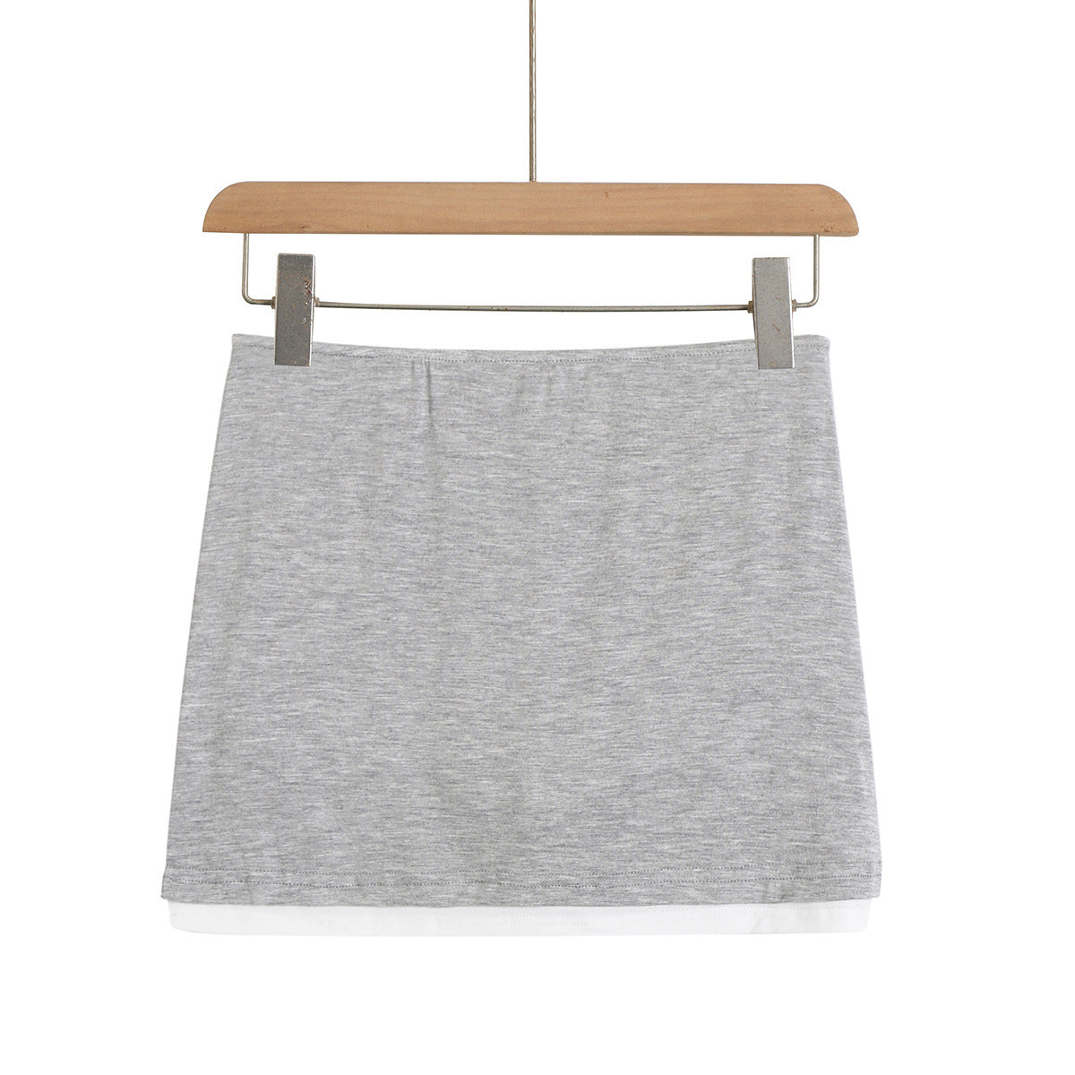 Fake two lace trimmed short sleeved T-shirts+elastic hip hugging short skirt