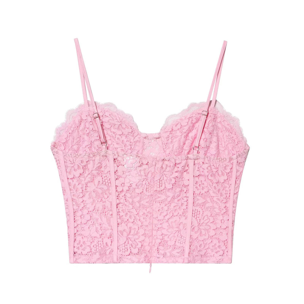 Spicy girl style sexy lace camisole vest half skirt