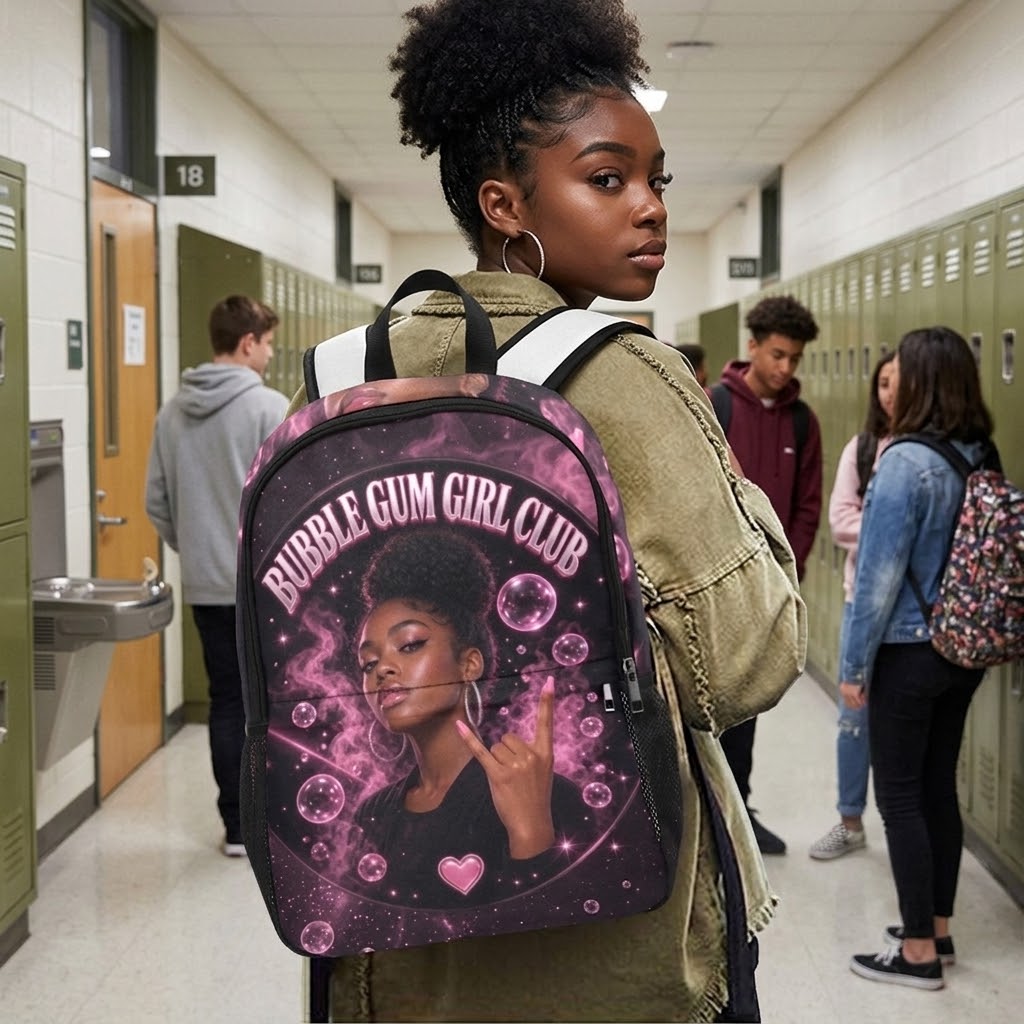 The Bubble Gum Girl ClubFabric Backpack with Side Mesh Pockets (1659)
