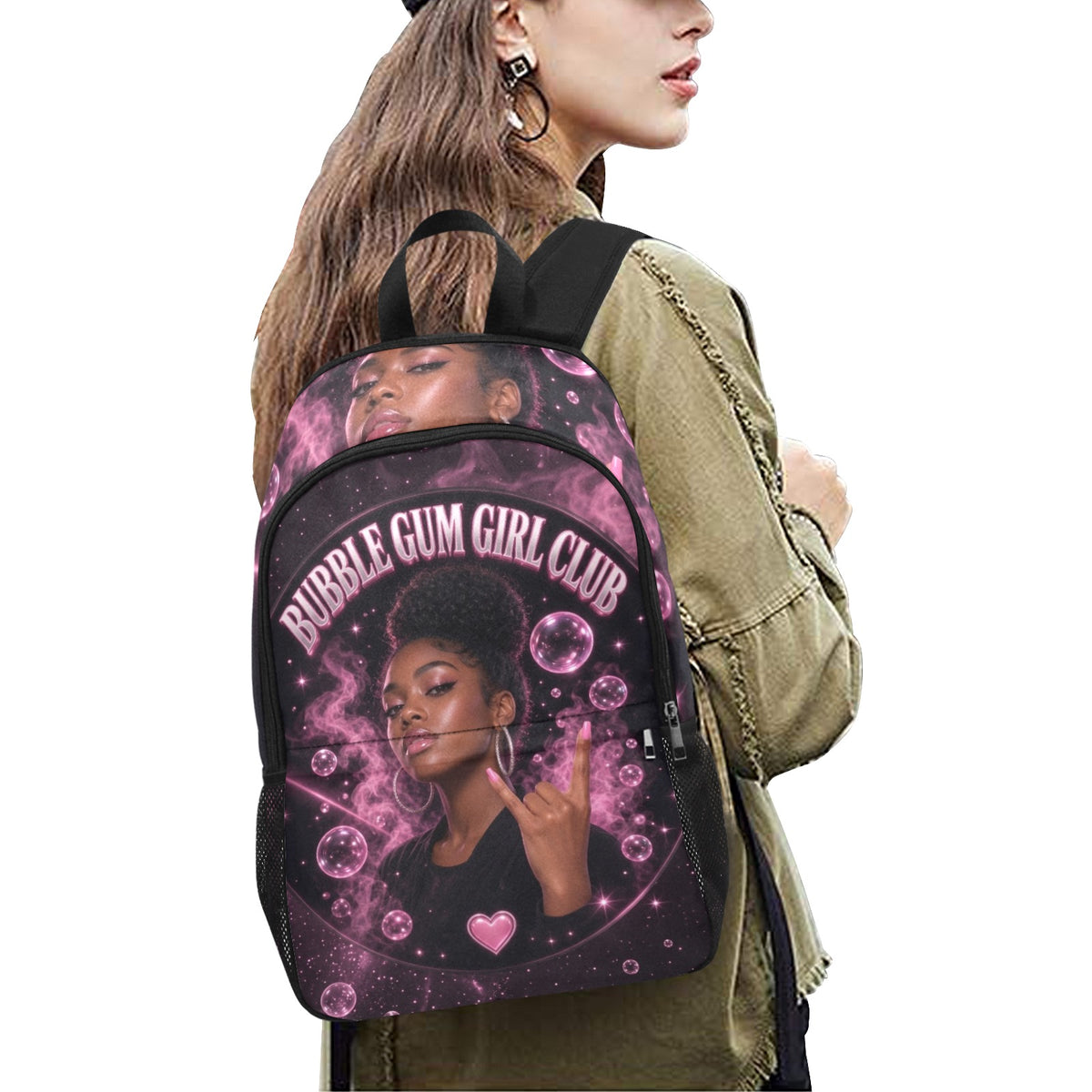 The Bubble Gum Girl ClubFabric Backpack with Side Mesh Pockets (1659)