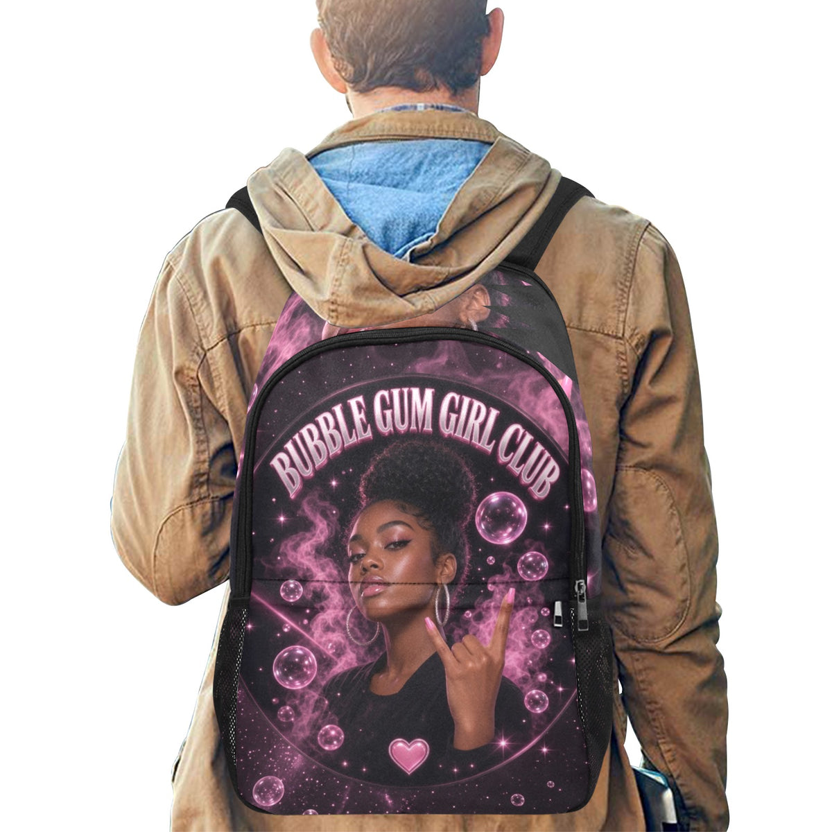 The Bubble Gum Girl ClubFabric Backpack with Side Mesh Pockets (1659)